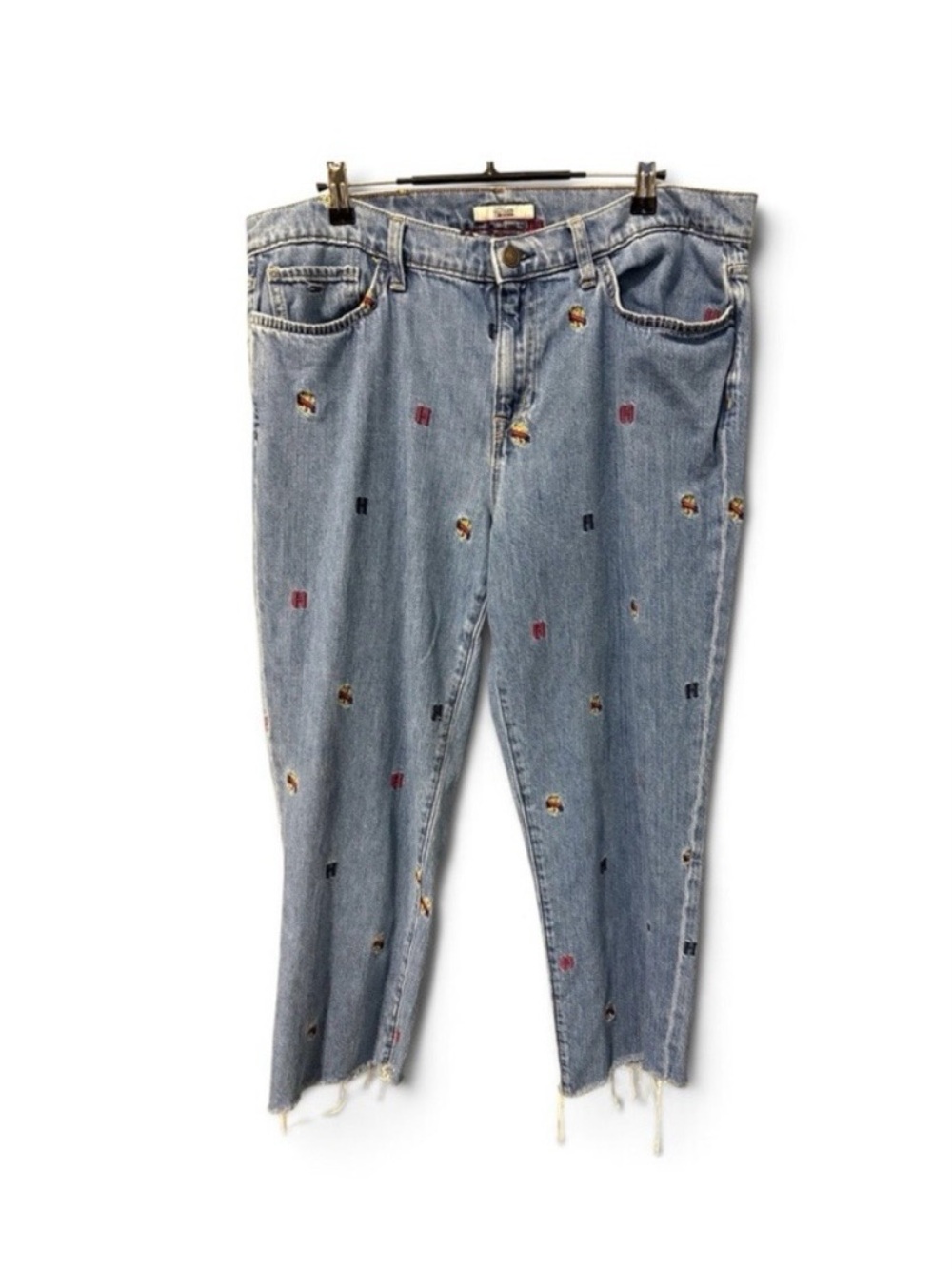 Tommy Hilfiger Light Blue Embroidered Straight Leg Jeans Reissued Y2K Style